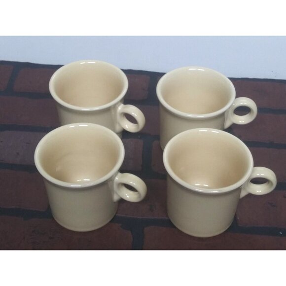 4 Homer Laughlin Fiesta Ware Coffee Mugs Yellow round handle - Picture 3 of 10